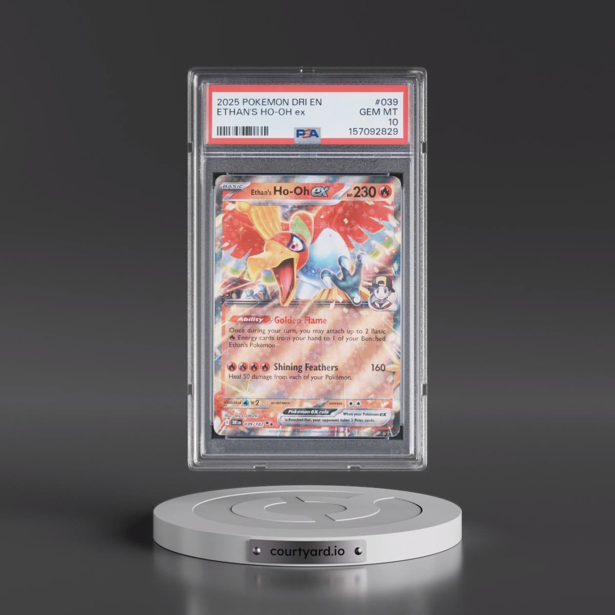 2025 Pokémon Dri EN-Destined Rivals #039 Ethan's HO-Oh EX - Holo (PSA 10 GEM MINT)
