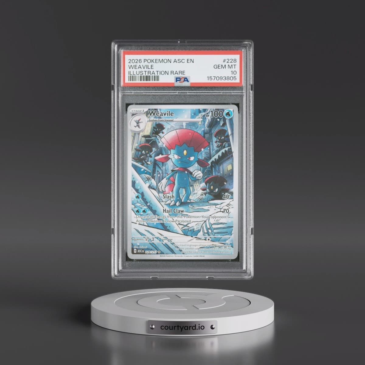 2026 Pokémon Asc EN-Ascended Heroes #228 Weavile - Illustration Rare (PSA 10 GEM MINT)
