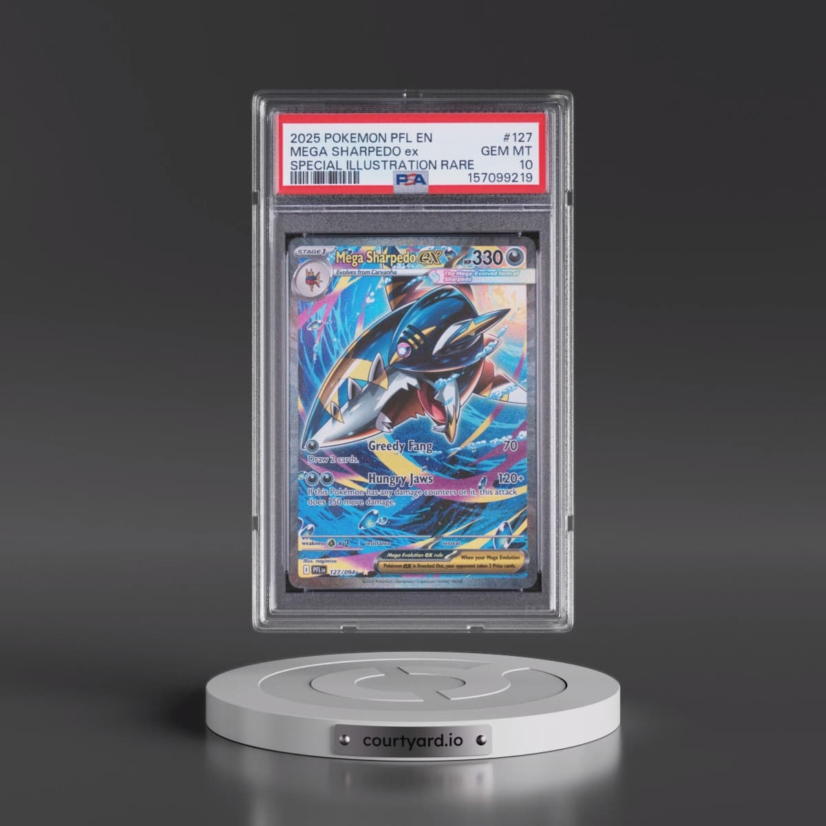 2025 Pokémon Pfl EN-Phantasmal Flames #127 Mega Sharpedo EX - Holo Special Illustration Rare (PSA 10 GEM MINT)
