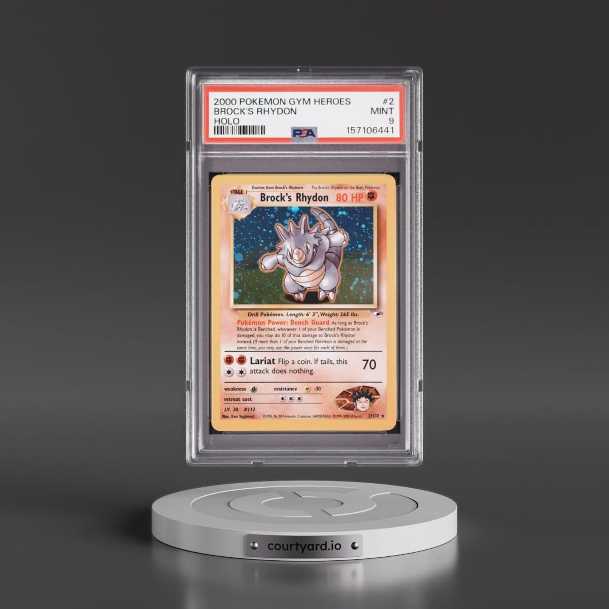 2000 Pokémon Gym Heroes #2 Brock's Rhydon - Holo (PSA 9 MINT)