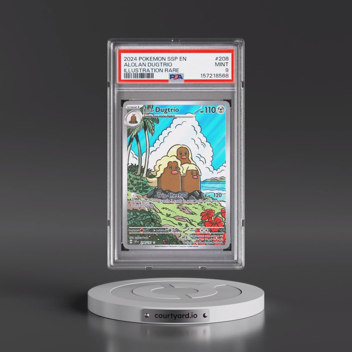 2024 Pokémon Ssp EN-Surging Sparks #208 Alolan Dugtrio - Illustration Rare (PSA 9 MINT)