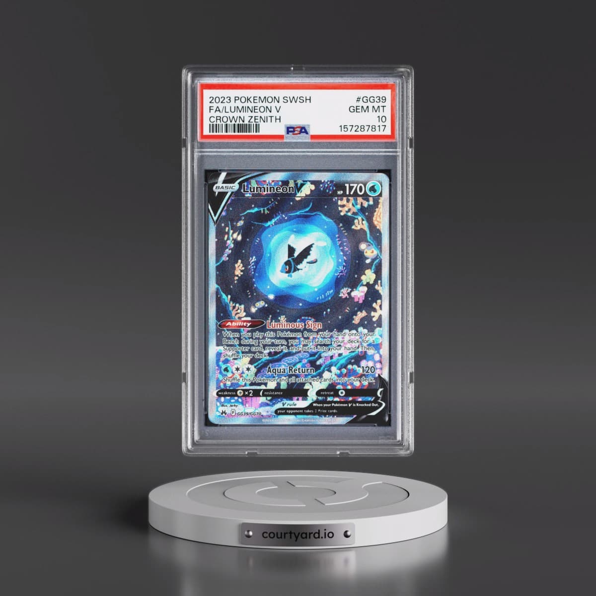 2023 Pokémon Sword and Shield Crown Zenith #GG39 Lumineon V - Holo Full Art (PSA 10 GEM MINT)