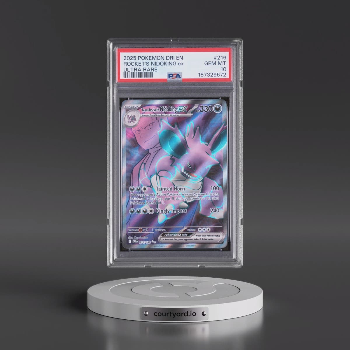 2025 Pokémon Dri EN-Destined Rivals #216 Team Rocket's Nidoking EX - Holo Ultra Rare (PSA 10 GEM MINT)