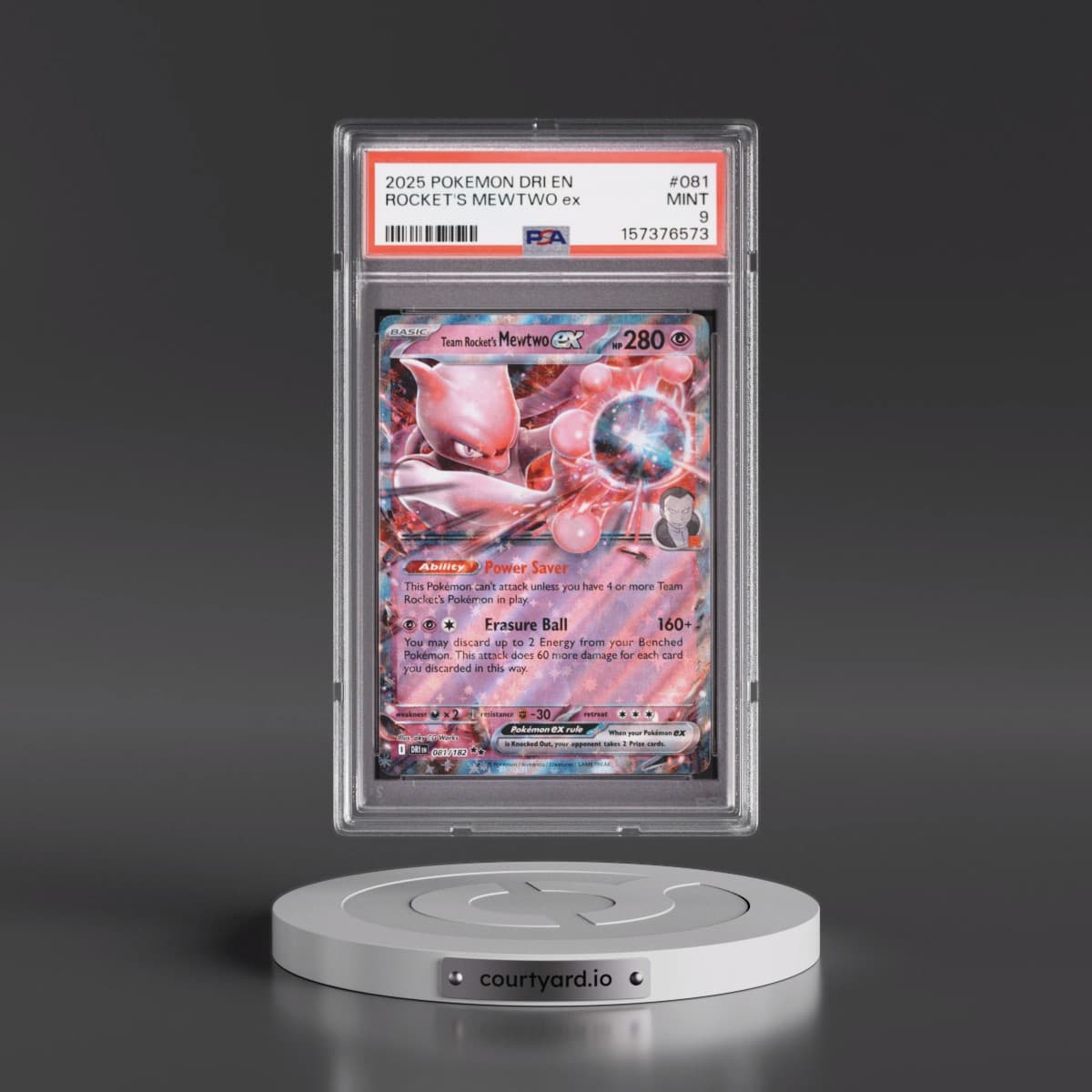 2025 Pokémon Dri EN-Destined Rivals #081 Team Rocket's Mewtwo EX - Holo (PSA 9 MINT)