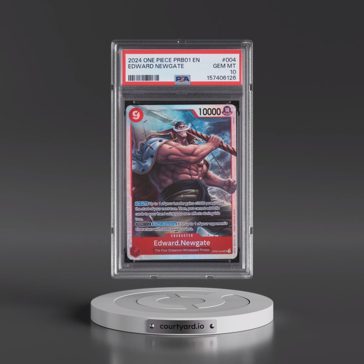 2024 One Piece PRB01-Premium Booster -One Piece Card the Best #004 Edward Newgate (PSA 10 GEM MINT)