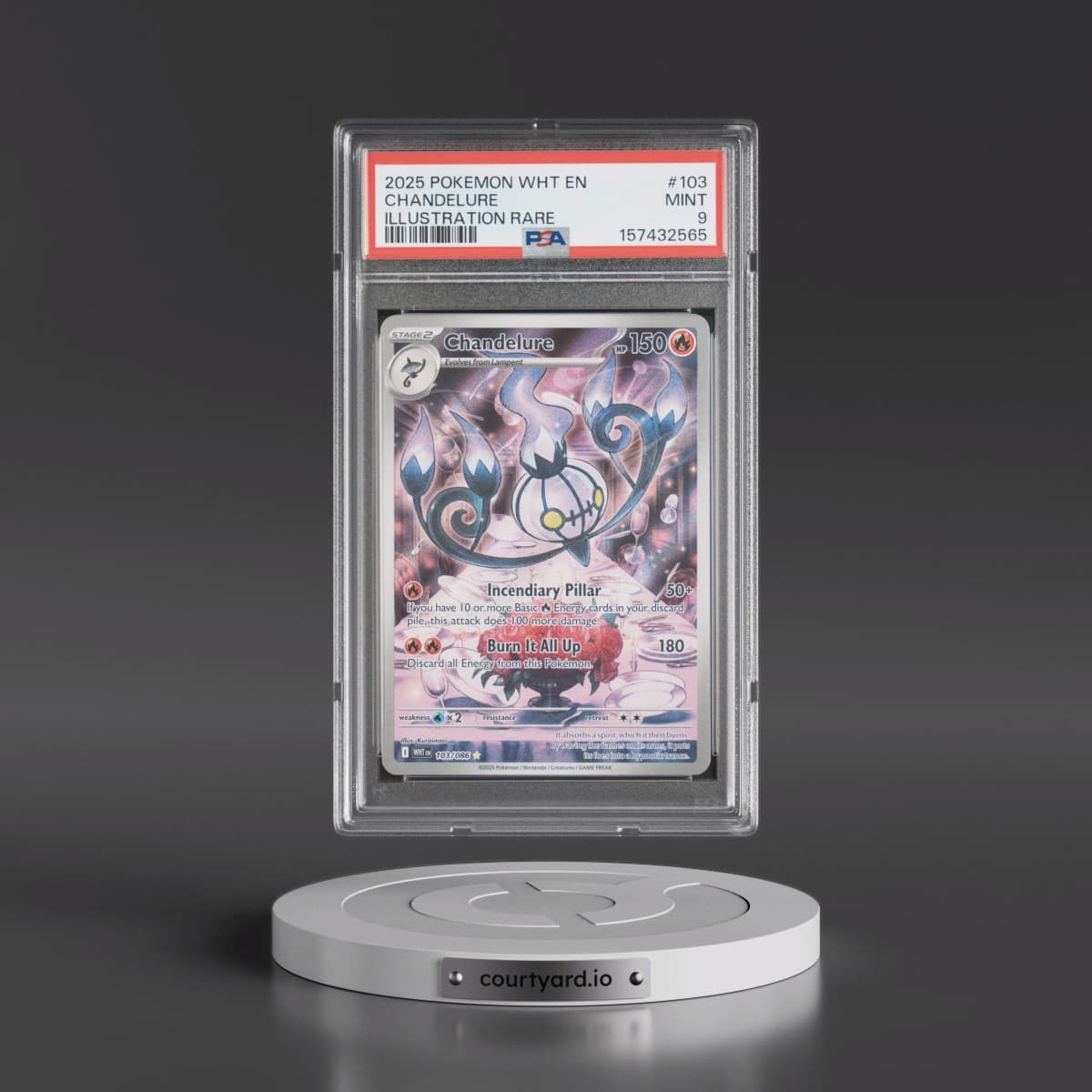 2025 Pokémon Wht EN-White Flare #103 Chandelure - Illustration Rare (PSA 9 MINT)