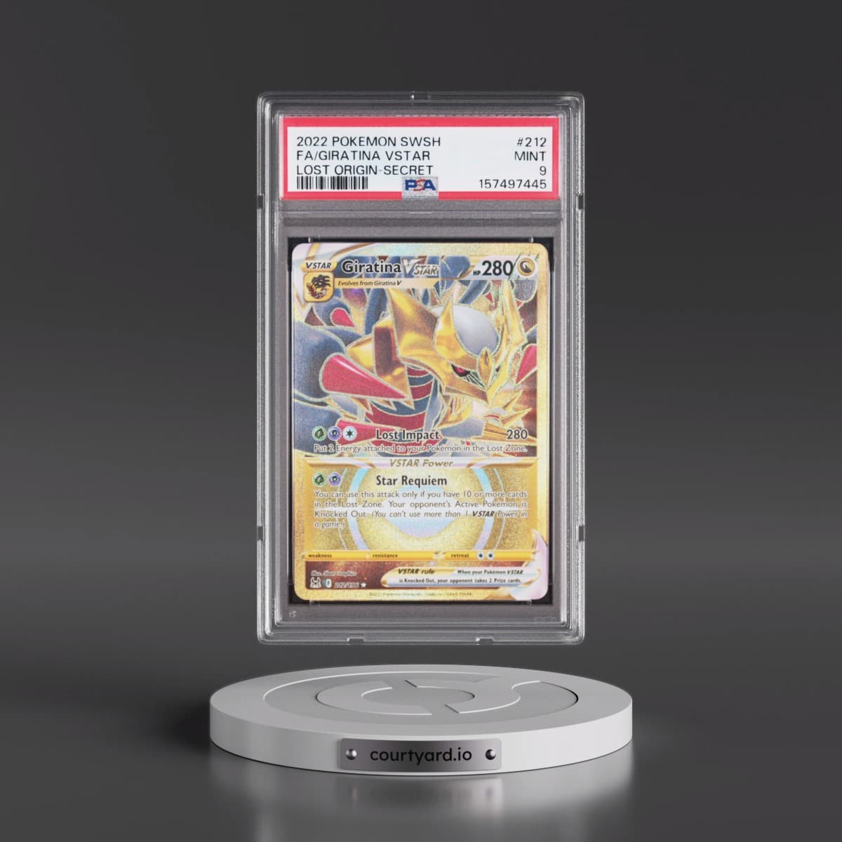 2022 Pokémon Sword & Shield Lost Origin #212 Giratina Vstar - Full Art Secret (PSA 9 MINT)