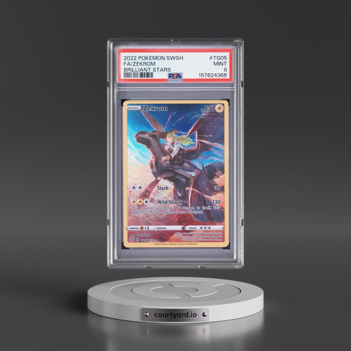2022 Pokémon Sword & Shield Brilliant Stars #TG05 Zekrom - Full Art (PSA 9 MINT)