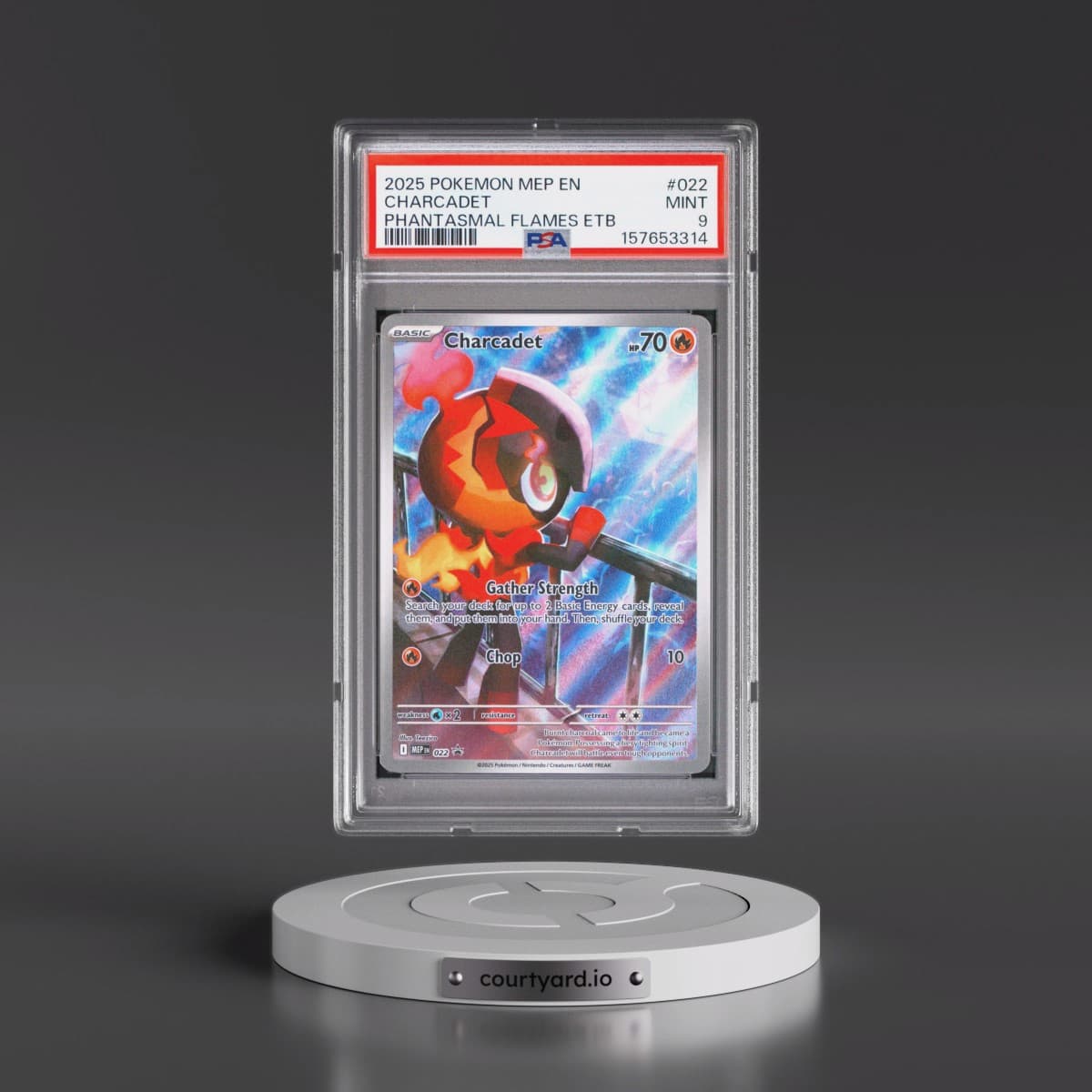 2025 Pokémon Mep EN-Me Black Star Promo #022 Charcadet - Phantasmal Flames Elite Trainer Box (PSA 9 MINT)