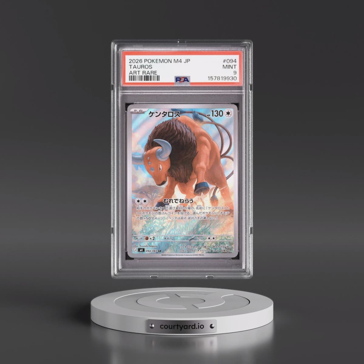 2026 Pokémon M4-Ninja Spinner #094 Tauros - Art Rare (PSA 9 MINT)