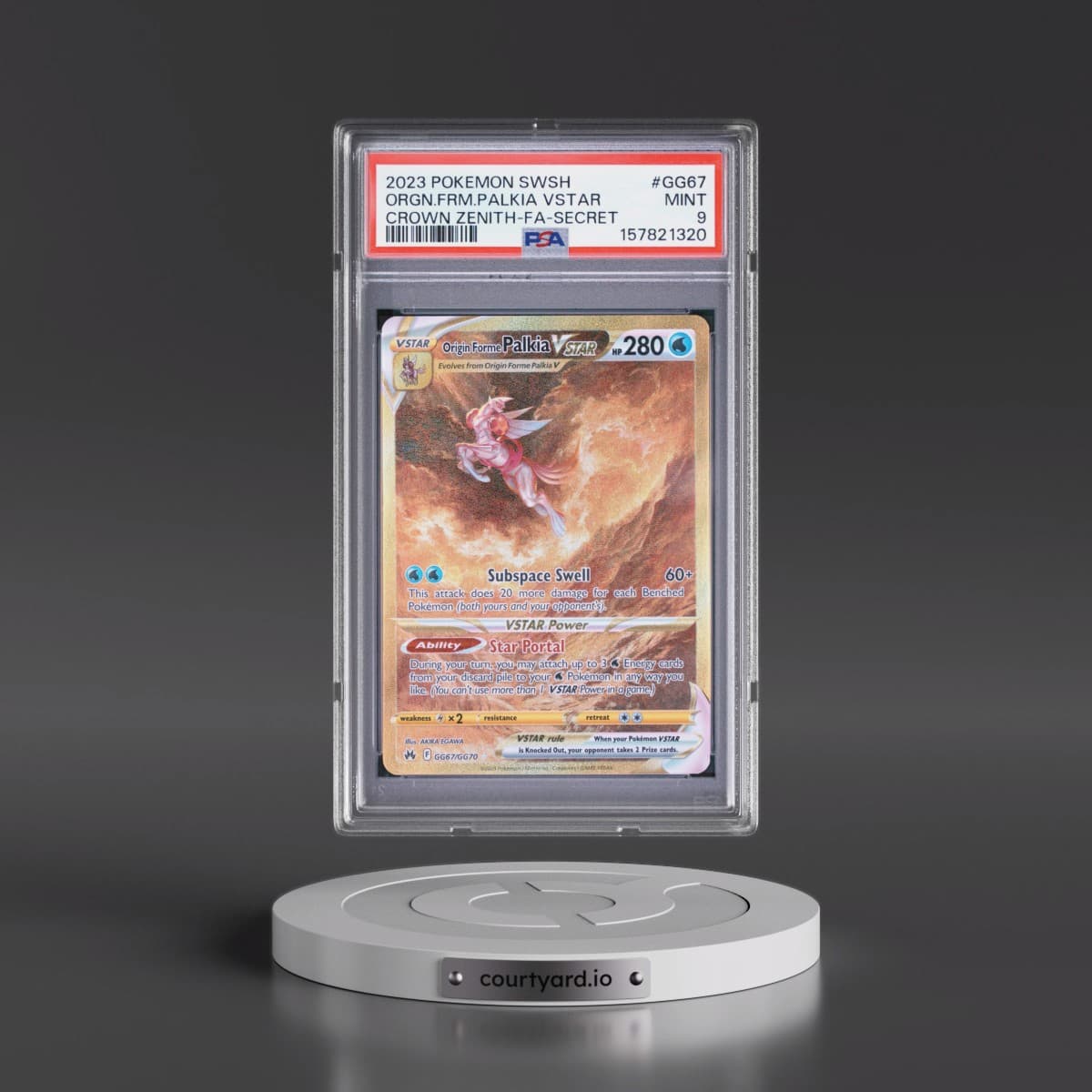 2023 Pokémon Sword and Shield Crown Zenith #GG67 Origin Forme Palkia Vstar - Full Art Secret (PSA 9 MINT)