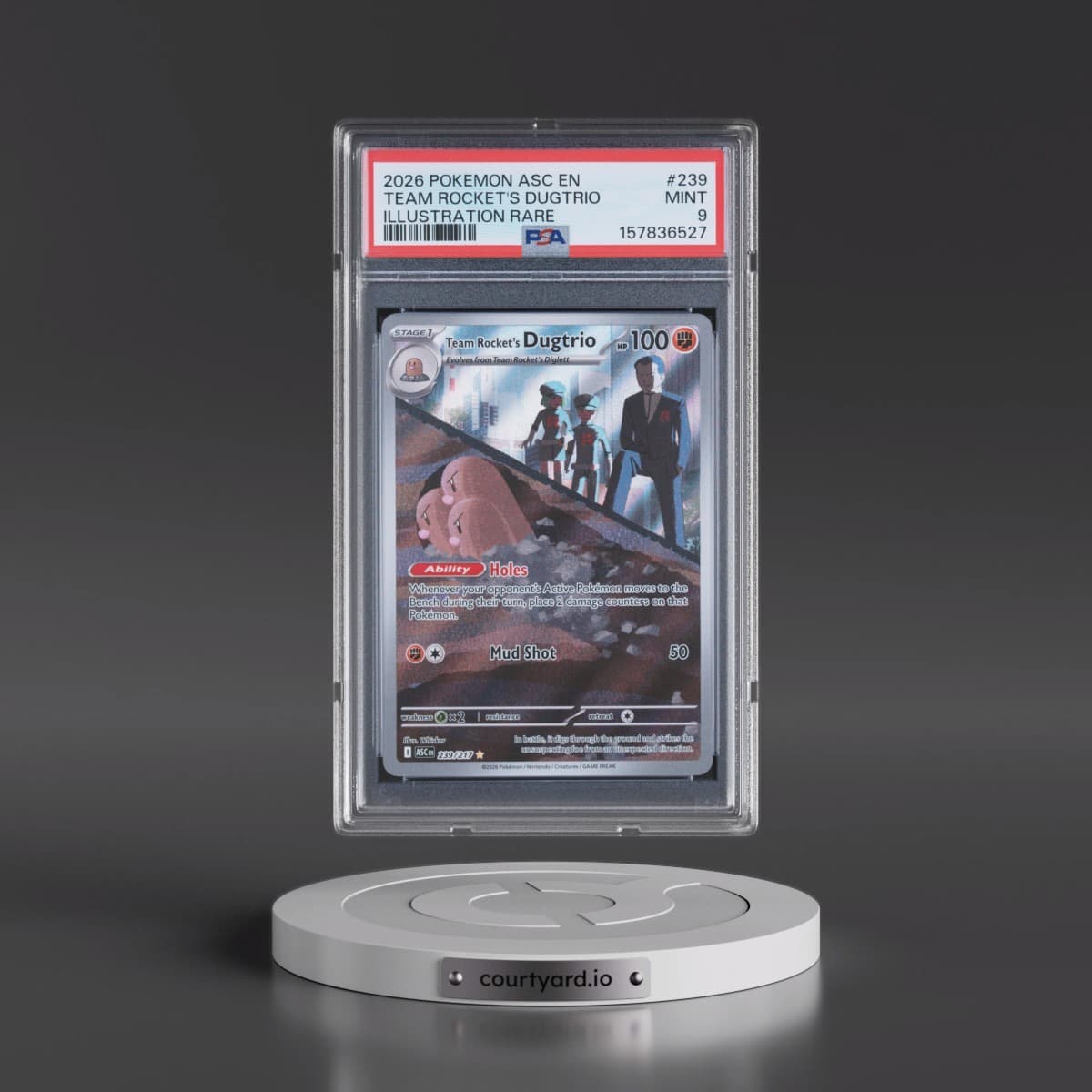 2026 Pokémon Asc EN-Ascended Heroes #239 Team Rocket's Dugtrio - Illustration Rare (PSA 9 MINT)