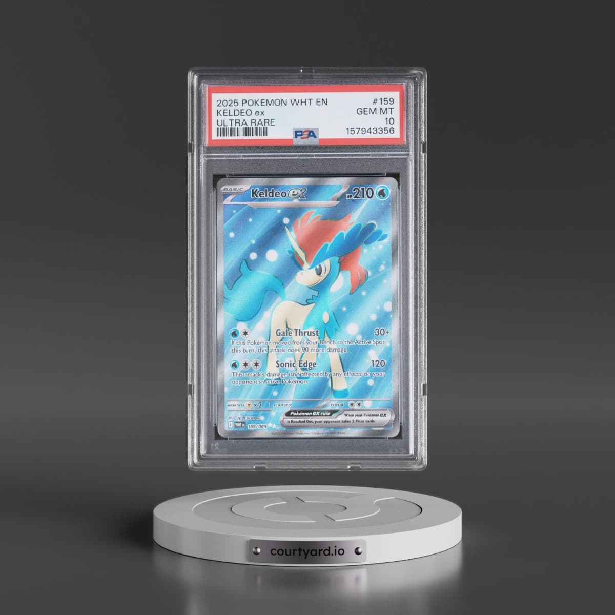 2025 Pokémon Wht EN-White Flare #159 Keldeo EX - Holo Ultra Rare (PSA 10 GEM MINT)