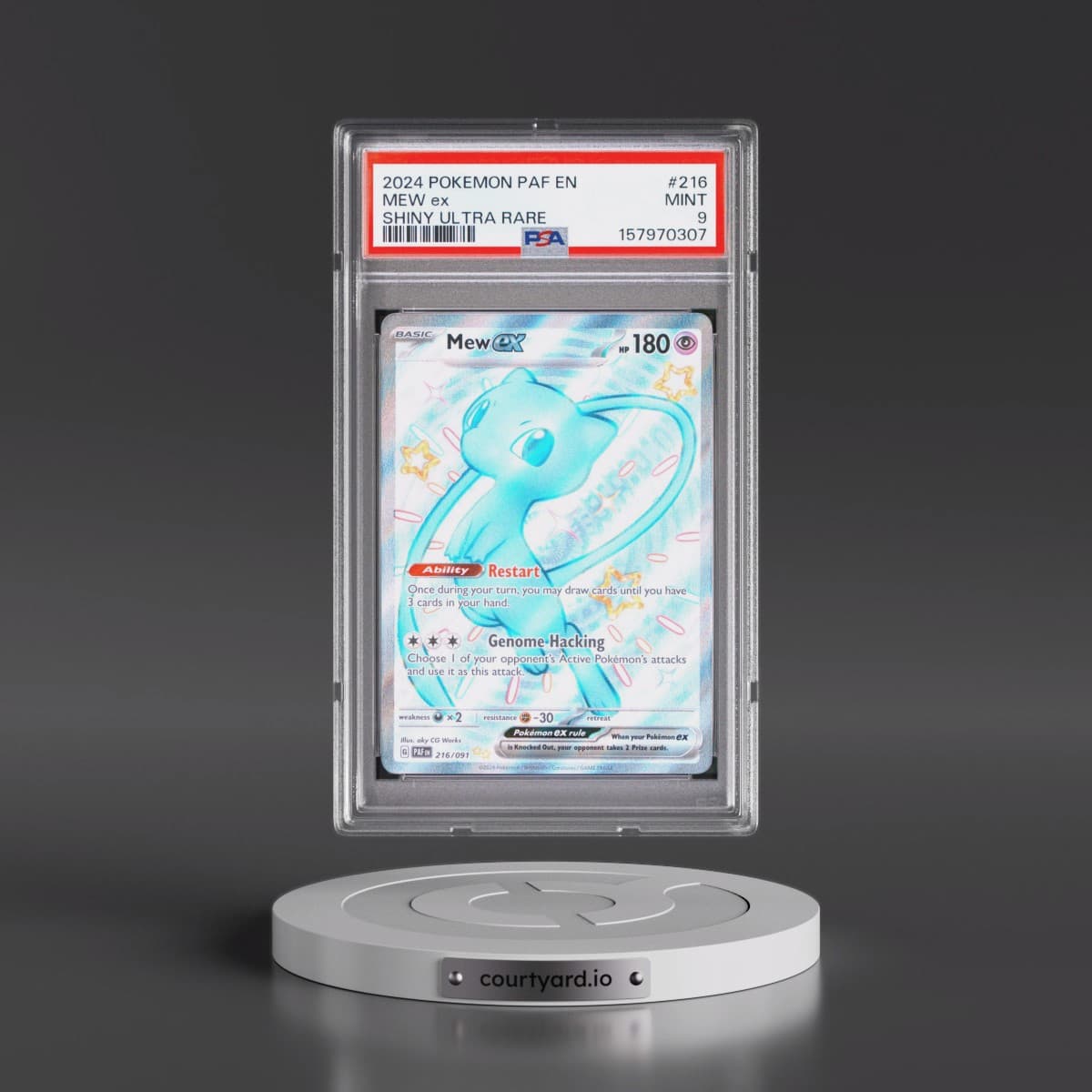 2024 Pokémon Paf EN-Paldean Fates #216 Mew EX - Holo Shiny Ultra Rare (PSA 9 MINT)