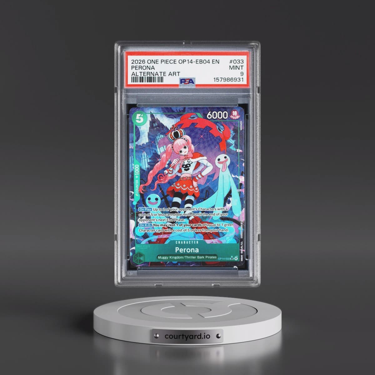 2026 One Piece OP14-EB04-the Azure Sea's Seven #033 Perona - Alternate Art (PSA 9 MINT)