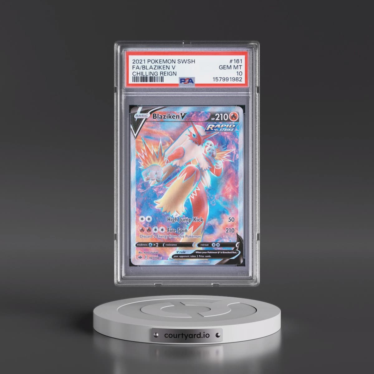 2021 Pokémon Sword & Shield Chilling Reign #161 Blaziken V - Holo Full Art (PSA 10 GEM MINT)