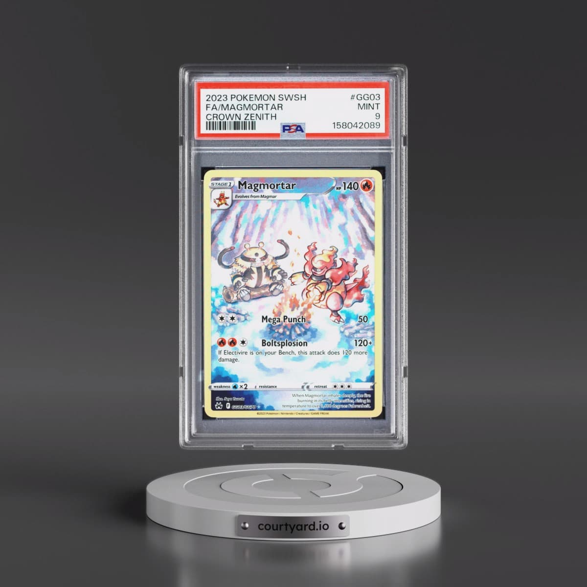2023 Pokémon Sword and Shield Crown Zenith #GG03 Magmortar - Full Art (PSA 9 MINT)