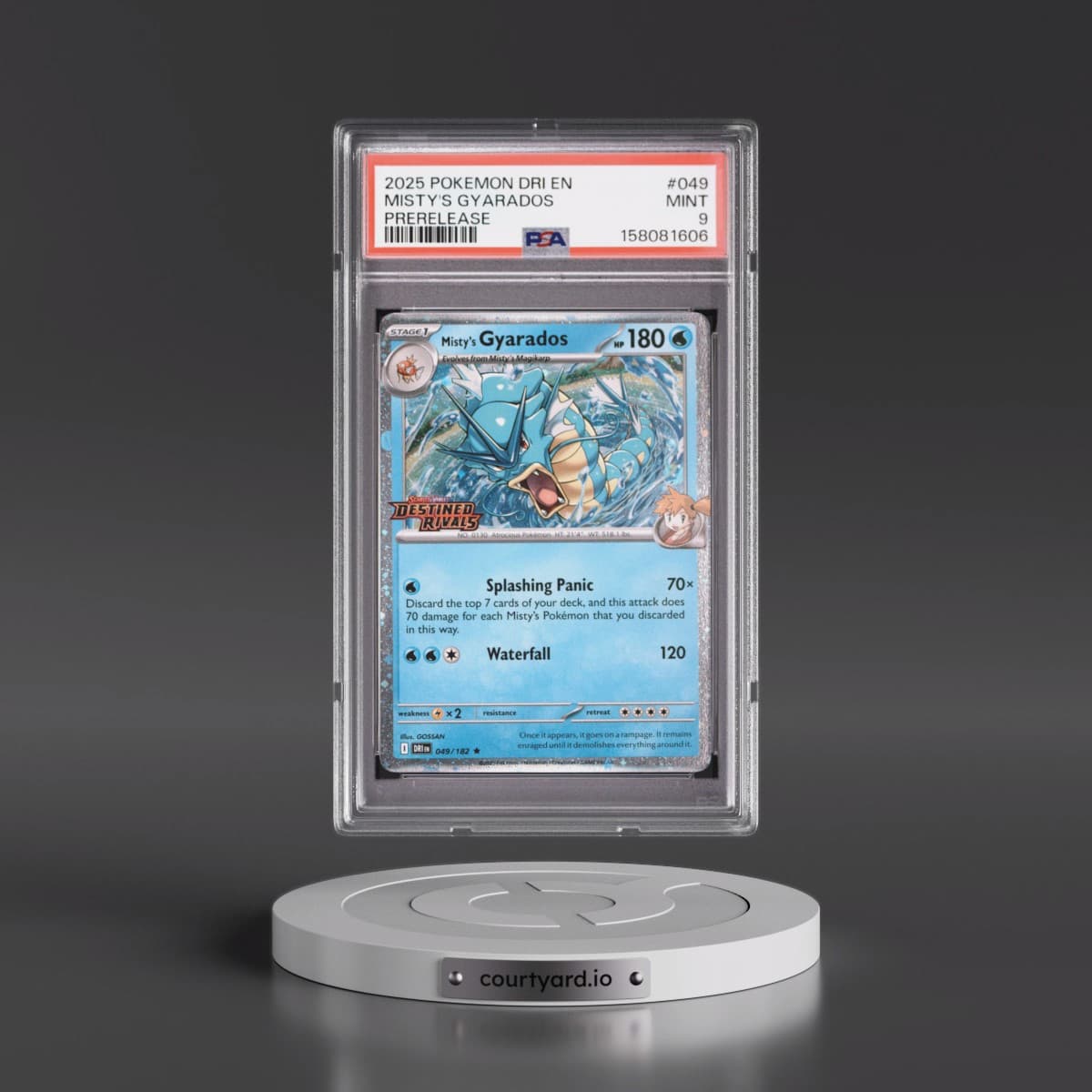 2025 Pokémon Dri EN-Destined Rivals #049 Misty's Gyarados - Prerelease (PSA 9 MINT)