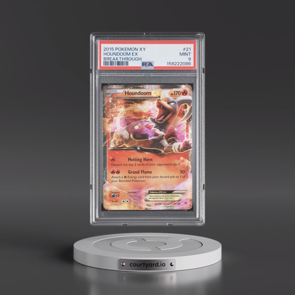2015 Pokémon XY Breakthrough #21 Houndoom EX - Holo (PSA 9 MINT)