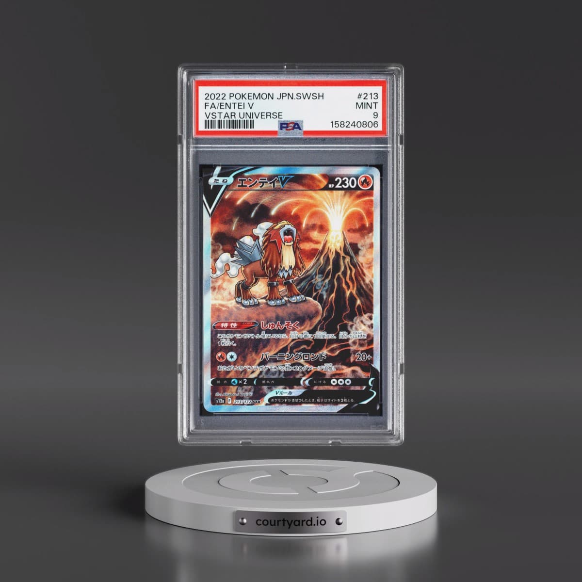 2022 Pokémon Sword & Shield Vstar Universe #213 Entei V - Holo Full Art (PSA 9 MINT)