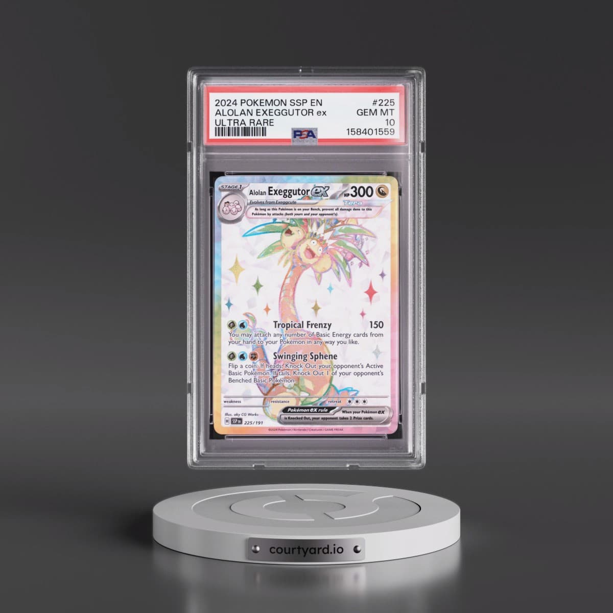 2024 Pokémon Ssp EN-Surging Sparks #225 Alolan Exeggutor EX - Holo Ultra Rare (PSA 10 GEM MINT)