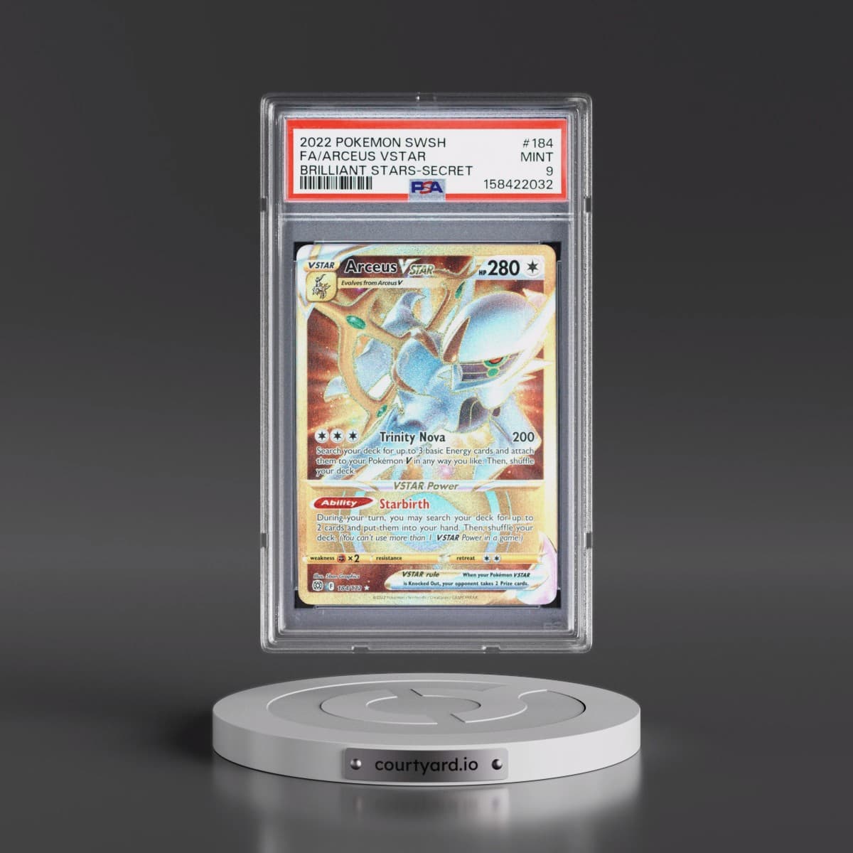 2022 Pokémon Sword & Shield Brilliant Stars #184 Arceus Vstar - Full Art Secret (PSA 9 MINT)