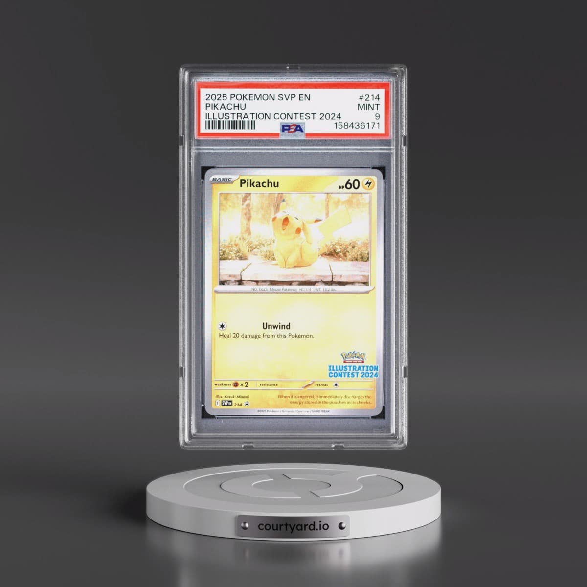 2025 Pokémon Svp EN-SV Black Star Promo #214 Pikachu - Illustration Contest 2024 (PSA 9 MINT)
