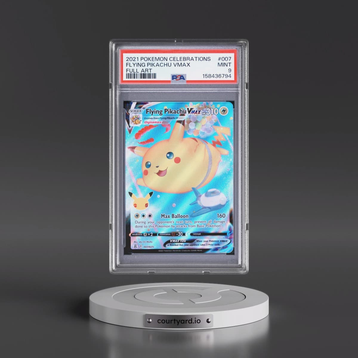 2021 Pokémon Celebrations #007 Flying Pikachu Vmax - Full Art (PSA 9 MINT)