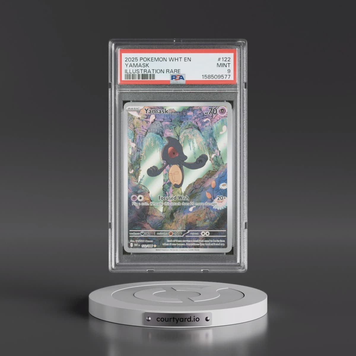 2025 Pokémon Wht EN-White Flare #122 Yamask - Illustration Rare (PSA 9 MINT)