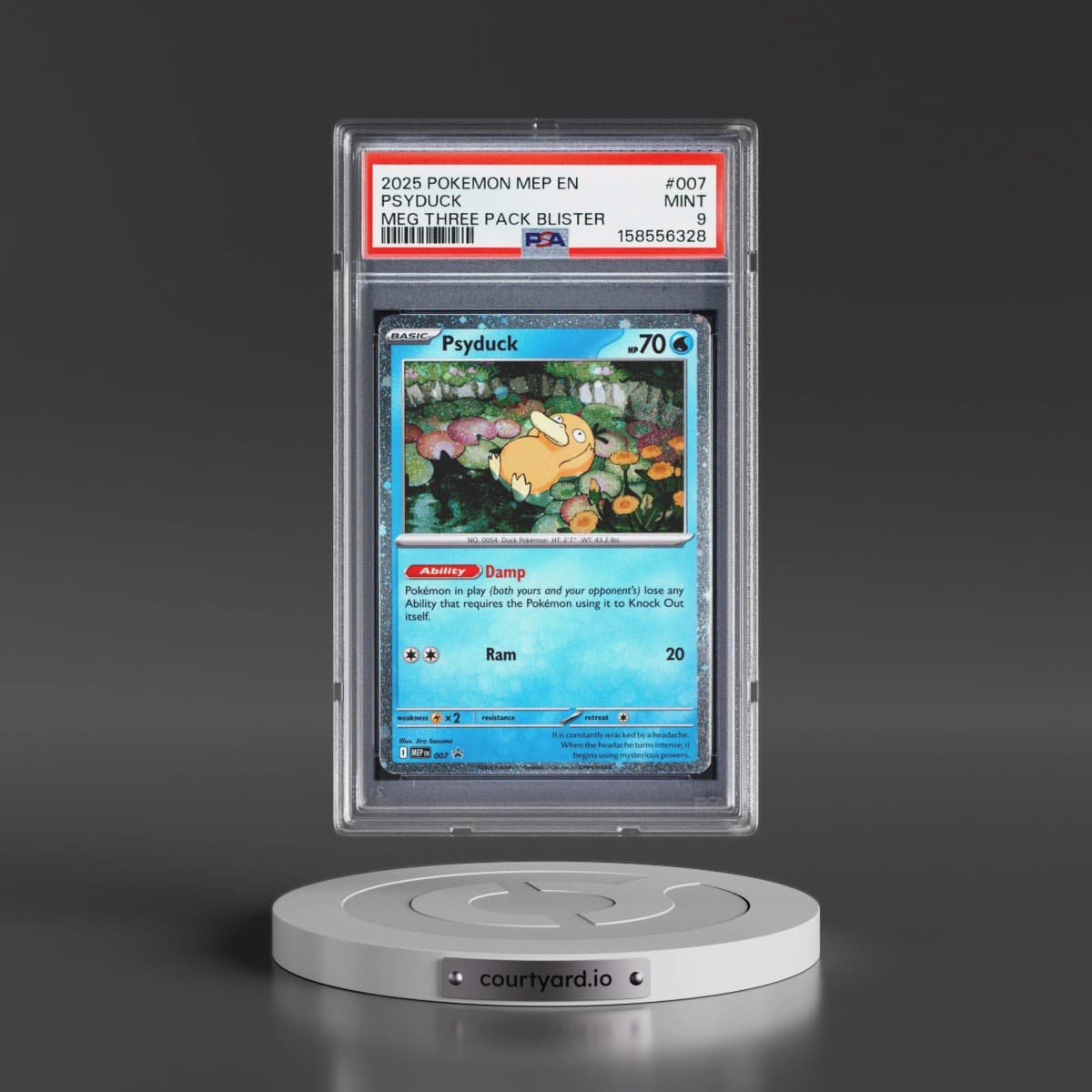 2025 Pokémon Mep EN-Me Black Star Promo #007 Psyduck - Mega Evolution Three Pack Blister (PSA 9 MINT)