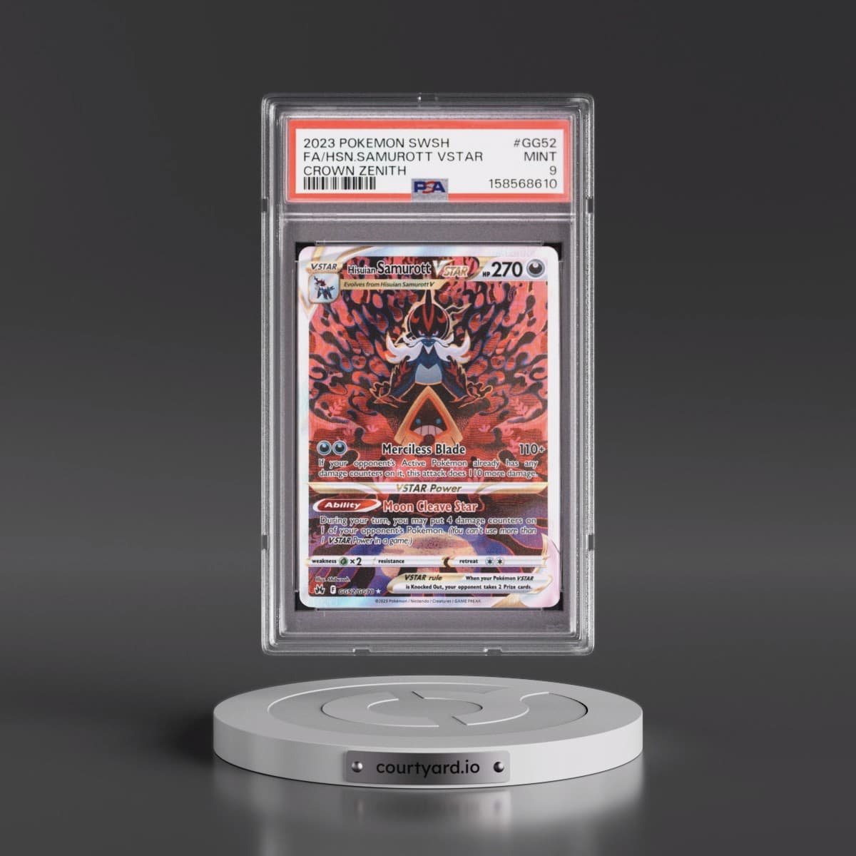 2023 Pokémon Sword and Shield Crown Zenith #GG52 Hisuian Samurott Vstar - Full Art (PSA 9 MINT)