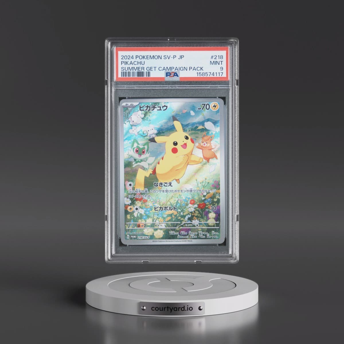 2024 Pokémon SV-P Promo #218 Pikachu - Summer of Pokeca Is Here! Promo Card Get Campaign Pack (PSA 9 MINT)