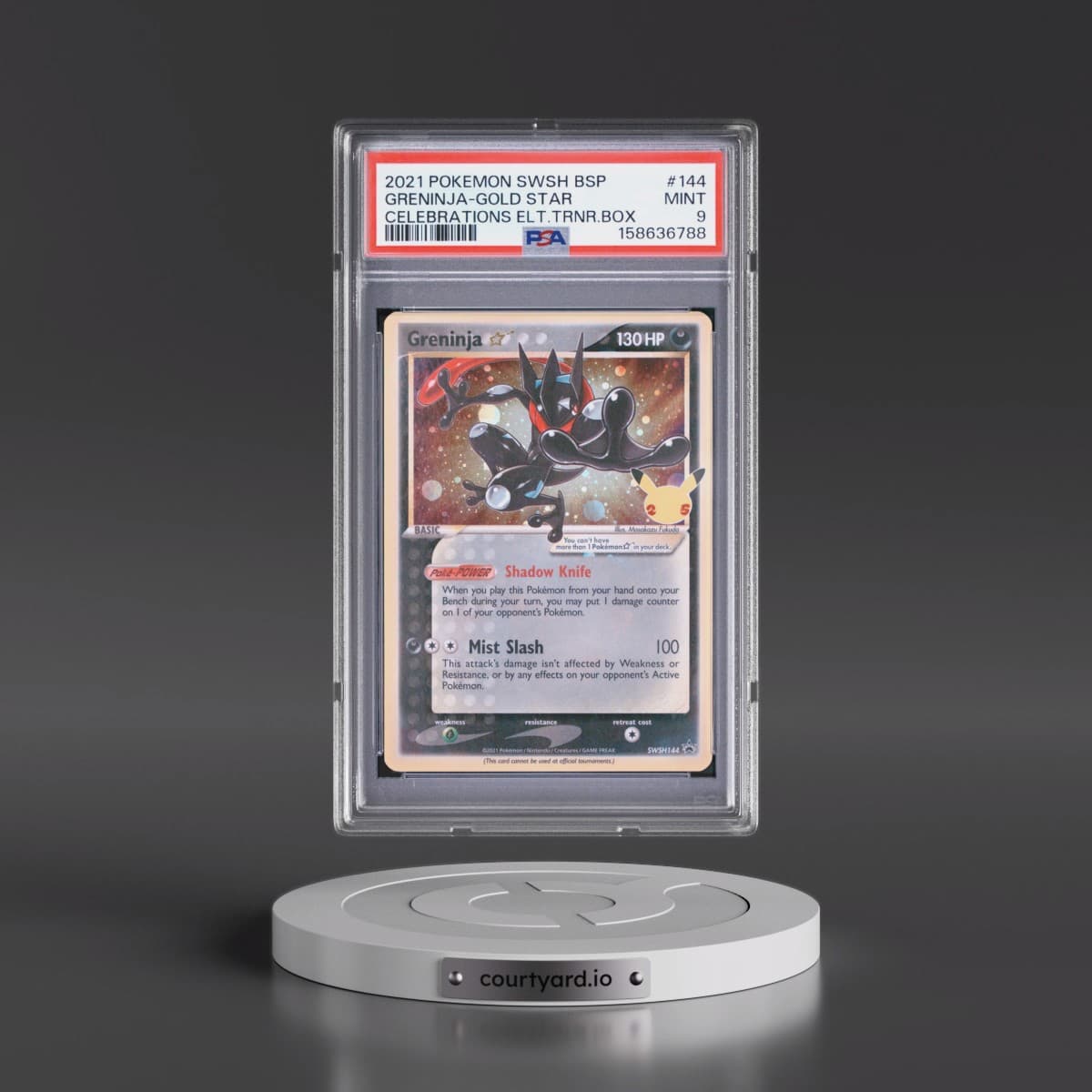 2021 Pokémon Swsh Black Star Promo #144 Greninja-Gold Star - Celebrations Elite Trainer Box (PSA 9 MINT)