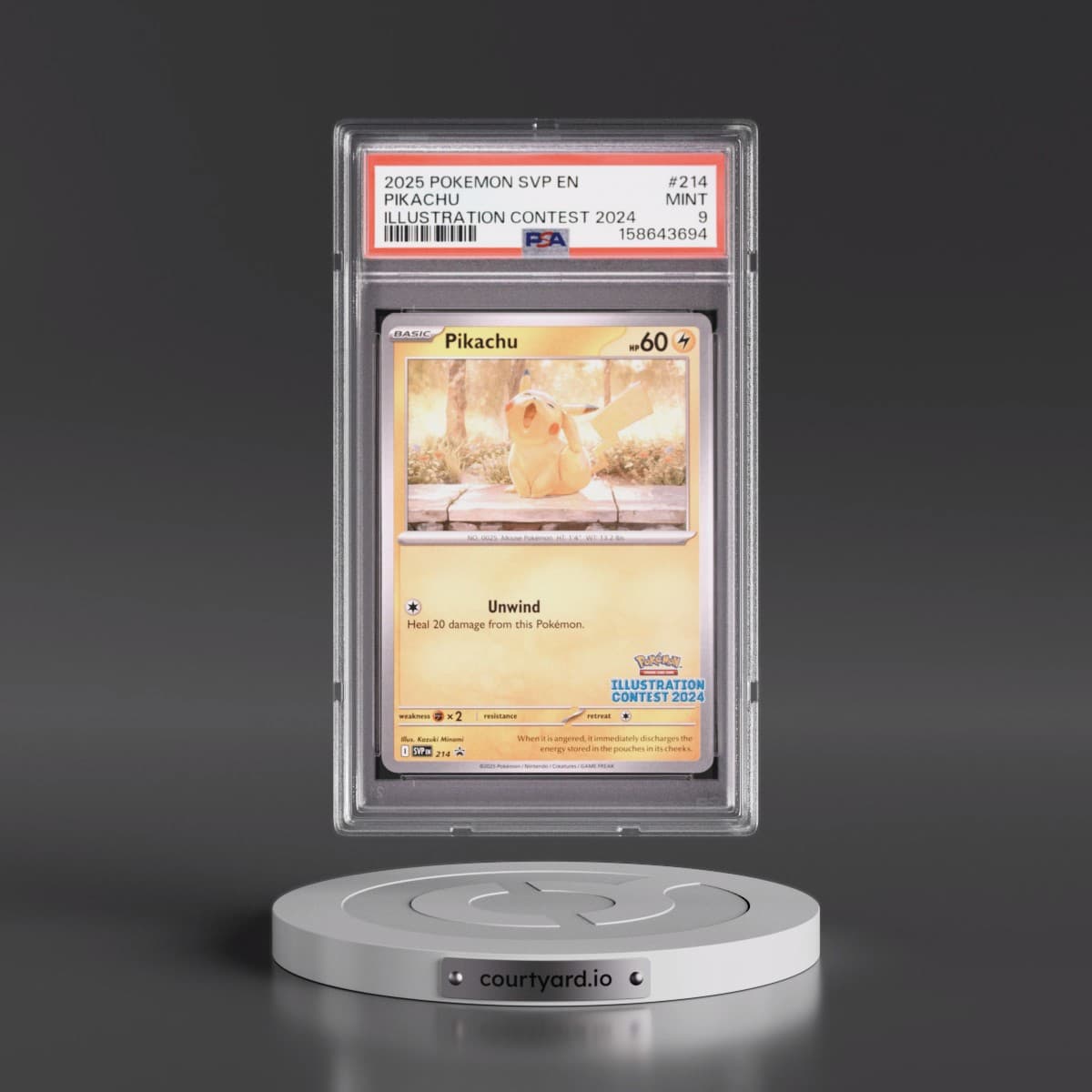2025 Pokémon Svp EN-SV Black Star Promo #214 Pikachu - Illustration Contest 2024 (PSA 9 MINT)