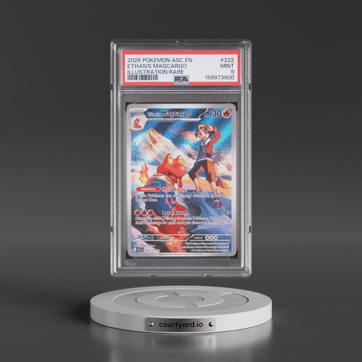 2026 Pokémon Asc EN-Ascended Heroes #222 Ethan's Magcargo - Illustration Rare (PSA 9 MINT)