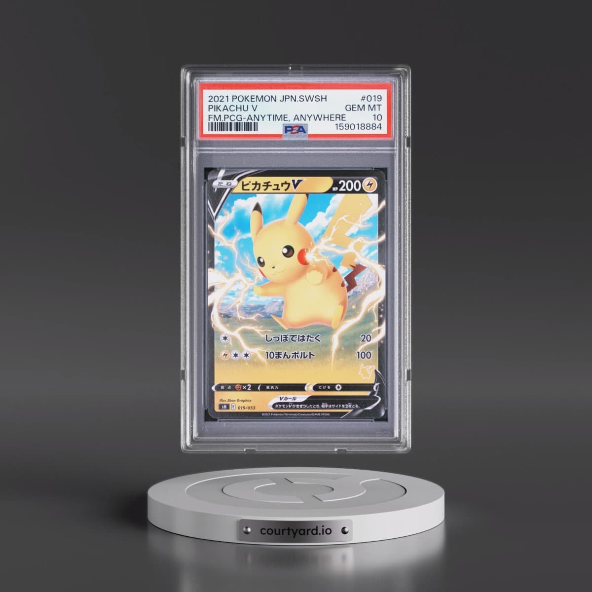 2021 Pokémon Sword & Shield Family Pokémon Card Game #019 Pikachu V - Holo Anytime, Anywhere (PSA 10 GEM MINT)