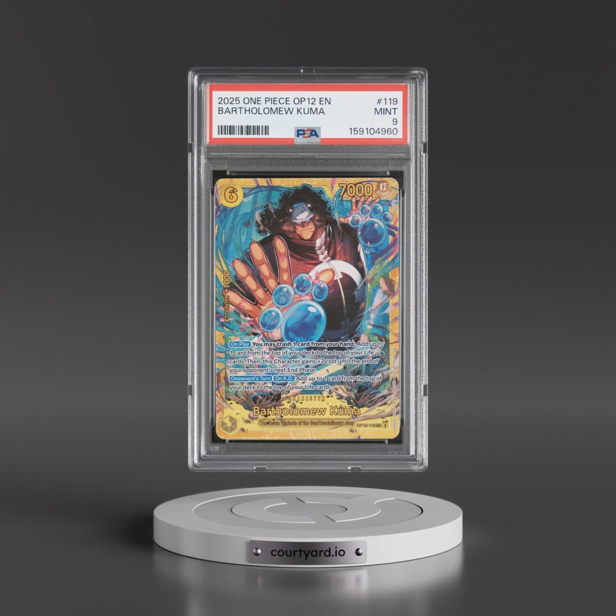 2025 One Piece OP12-Legacy of the Master #119 Bartholomew Kuma (PSA 9 MINT)