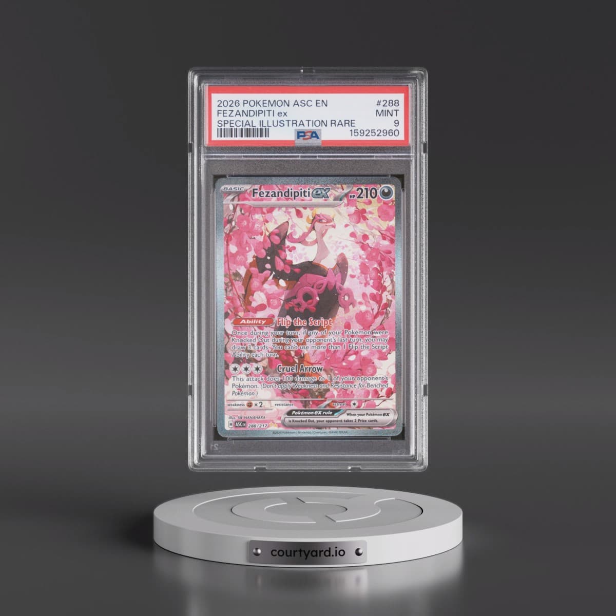 2026 Pokémon Asc EN-Ascended Heroes #288 Fezandipiti EX - Holo Special Illustration Rare (PSA 9 MINT)