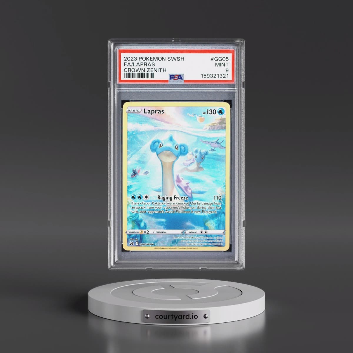 2023 Pokémon Sword and Shield Crown Zenith #GG05 Lapras - Full Art (PSA 9 MINT)