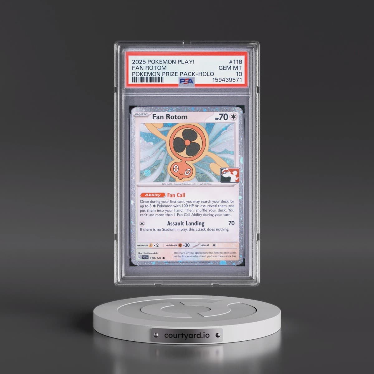 2025 Pokémon Play! Pokémon Prize Pack #118 Fan Rotom - Holo (PSA 10 GEM MINT)