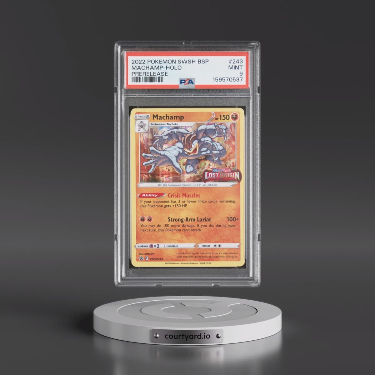 2022 Pokémon Swsh Black Star Promo #243 Machamp - Holo Prerelease (PSA 9 MINT)