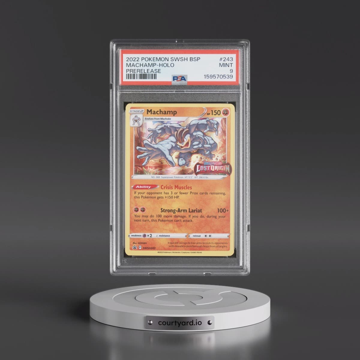 2022 Pokémon Swsh Black Star Promo #243 Machamp - Holo Prerelease (PSA 9 MINT)