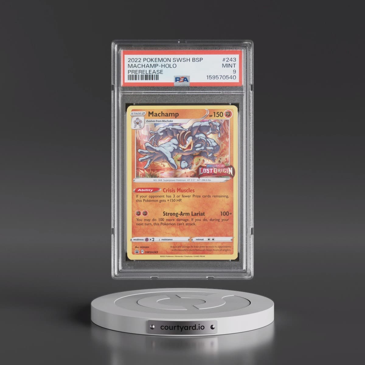 2022 Pokémon Swsh Black Star Promo #243 Machamp - Holo Prerelease (PSA 9 MINT)