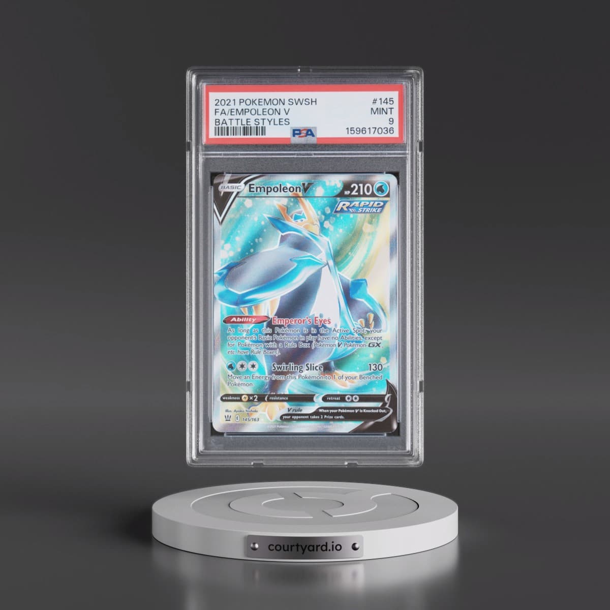 2021 Pokémon Sword & Shield Battle Styles #145 Empoleon V - Holo Full Art (PSA 9 MINT)