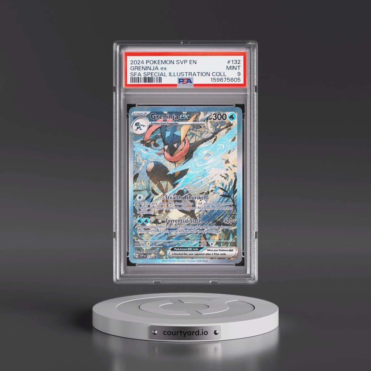 2024 Pokémon Svp EN-SV Black Star Promo #132 Greninja EX - Holo Shrouded Fable Special Illustration Collection (PSA 9 MINT)