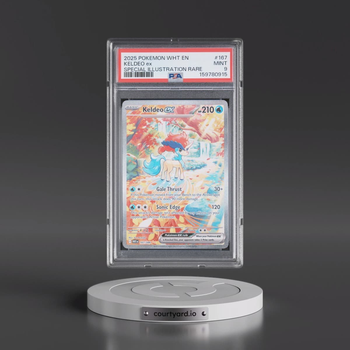 2025 Pokémon Wht EN-White Flare #167 Keldeo EX - Holo Special Illustration Rare (PSA 9 MINT)
