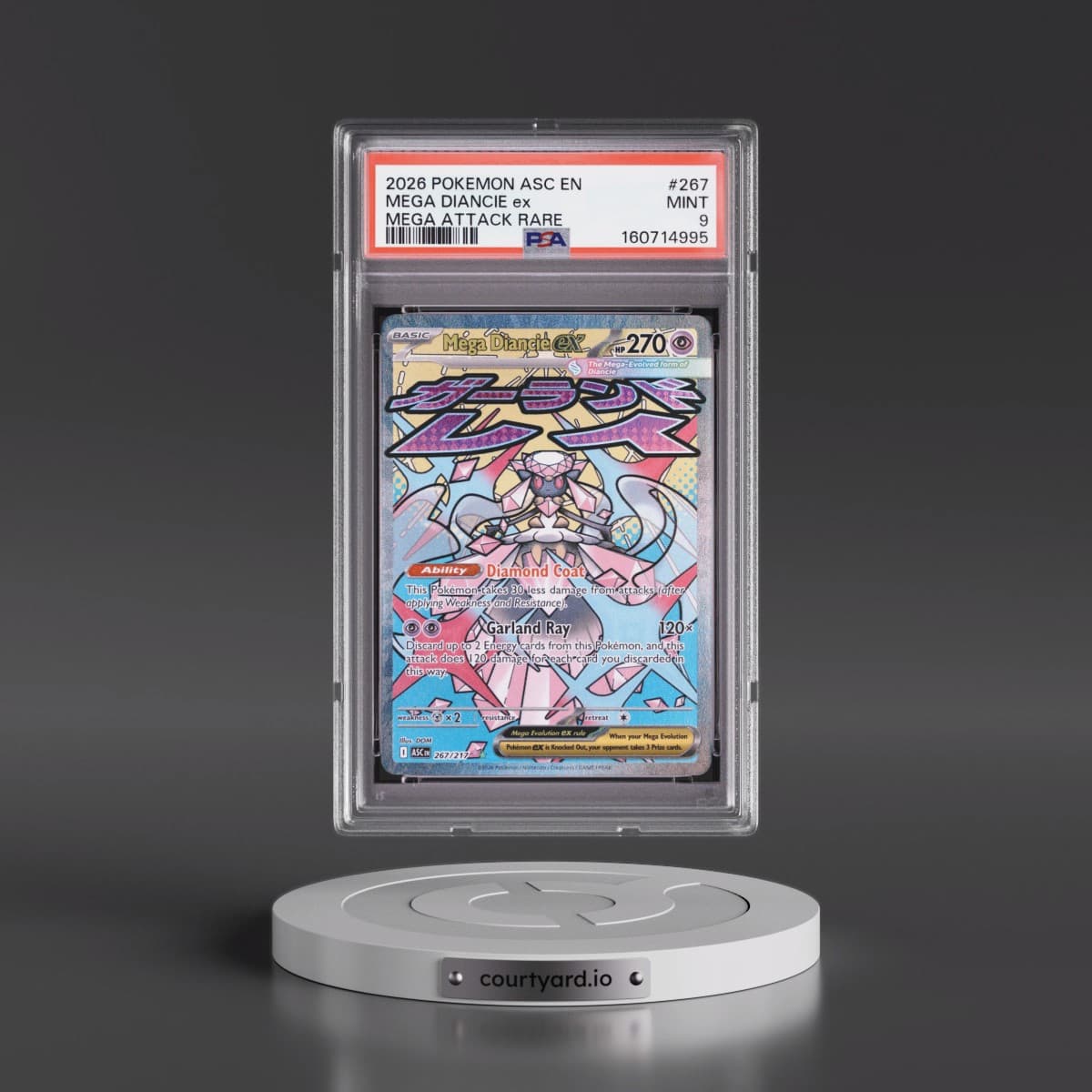 2026 Pokémon Asc EN-Ascended Heroes #267 Mega Diancie EX - Holo Mega Attack Rare (PSA 9 MINT)
