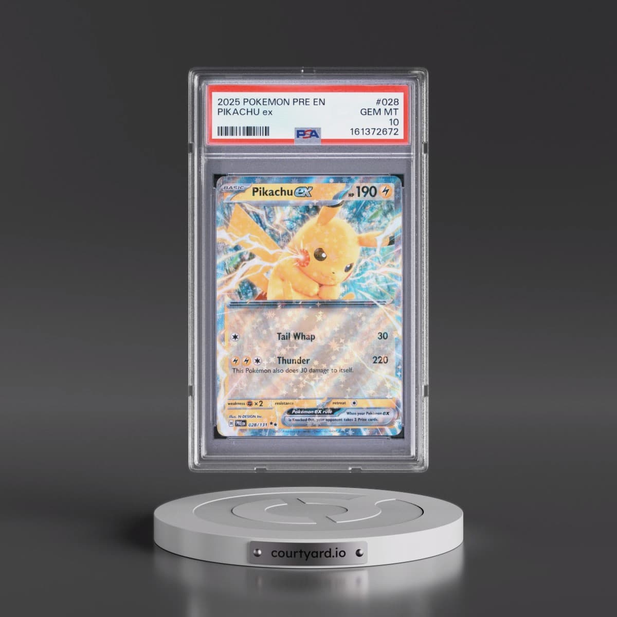 2025 Pokémon Pre EN-Prismatic Evolutions #028 Pikachu EX - Holo (PSA 10 GEM MINT)