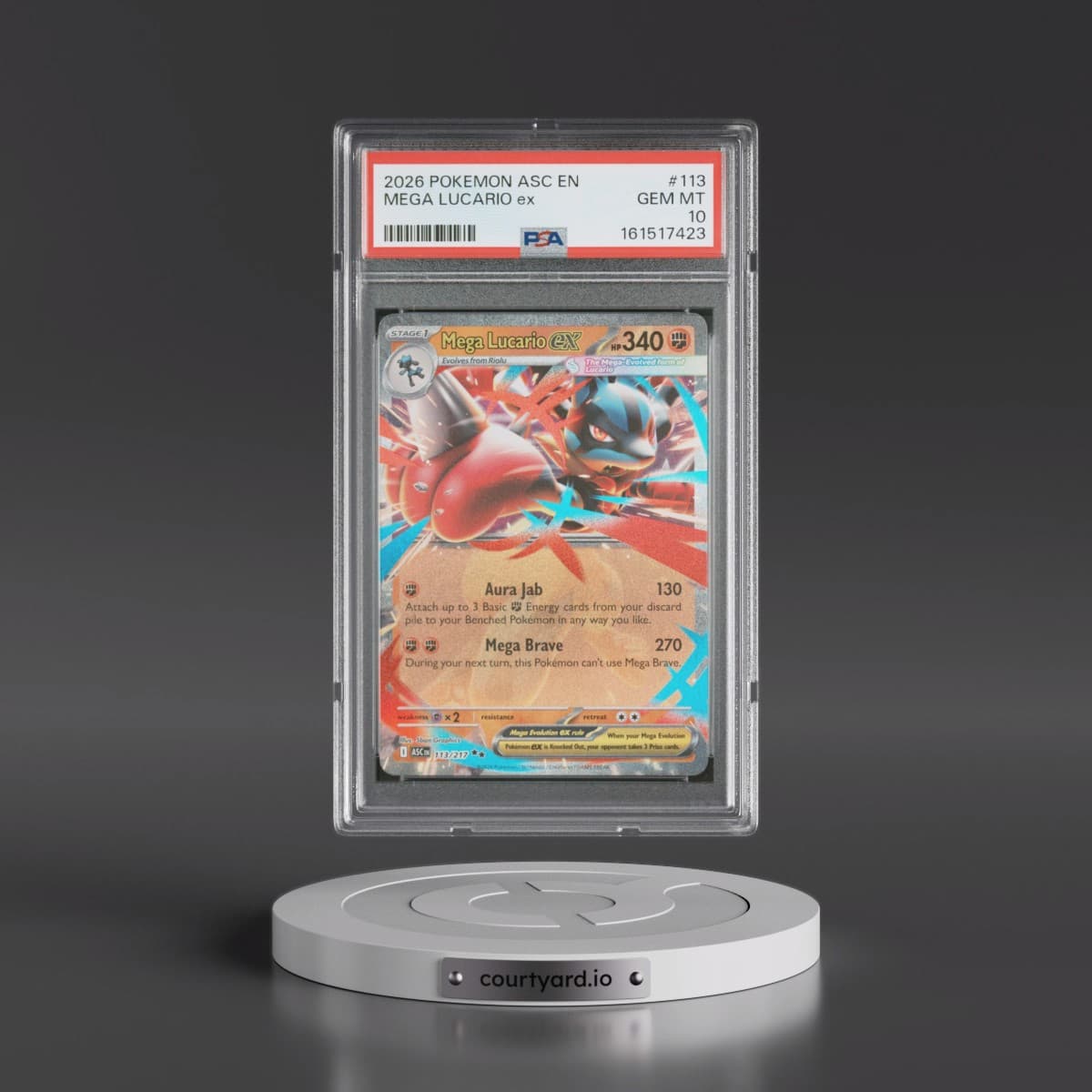 2026 Pokémon Asc EN-Ascended Heroes #113 Mega Lucario EX - Holo (PSA 10 GEM MINT)