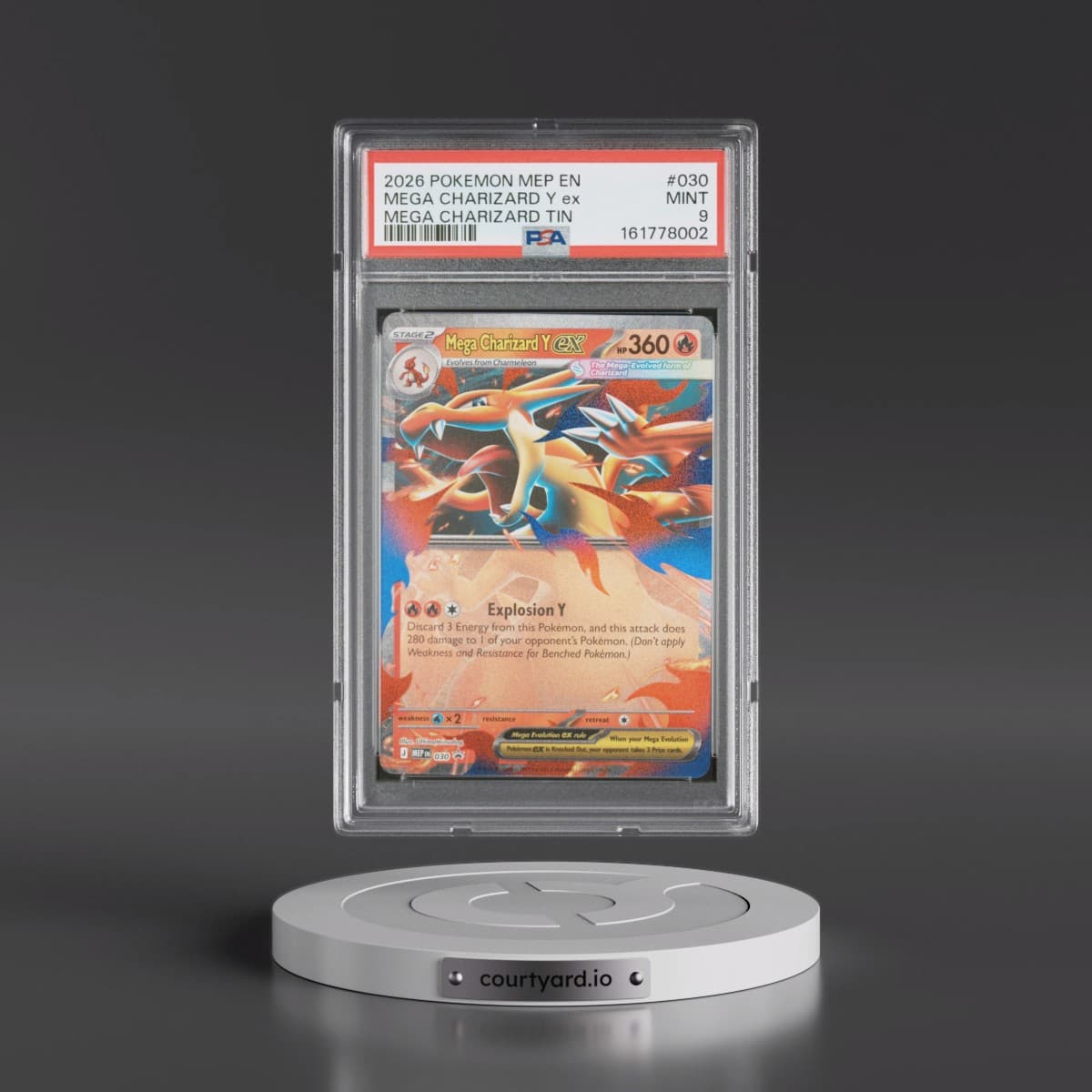 2026 Pokémon Mep EN-Me Black Star Promo #030 Mega Charizard Y EX - Holo Mega Charizard Tin (PSA 9 MINT)